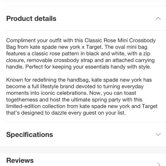 Classic Rose Mini Crossbody Bag - kate spade new york x Target Black/White - Picture 7 of 8